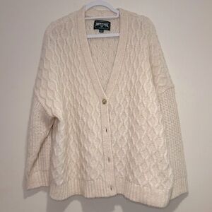 American Eagle Cream Cable Knit Cardigan Wool Blend  Sz XL